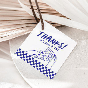 Modern Retro Blue Italian Pizzeria Pizza Party Favour Tags
