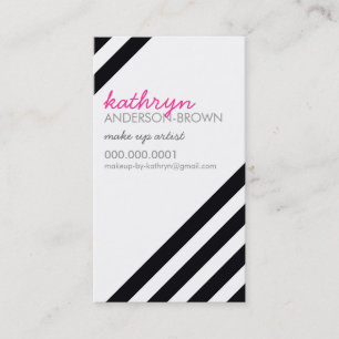 MODERN RETRO bold diagonal striped black white Business Card