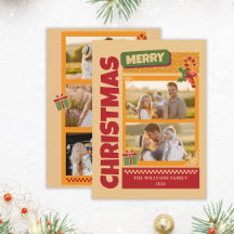 Modern Retro Bold Merry Christmas Family Photos