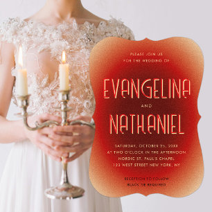 Modern Retro Bold Red Ivory Typography Wedding Invitation