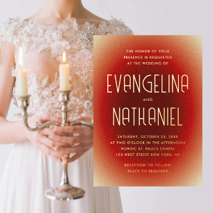 Modern Retro Bold Red Typography Wedding Gold