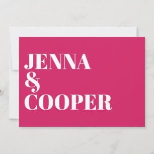 Modern Retro Bold Typography Magenta Wedding Invitation