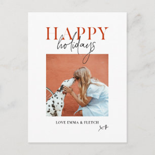 Modern Retro Bright Colourful Red Orange Dog Mum Holiday Postcard