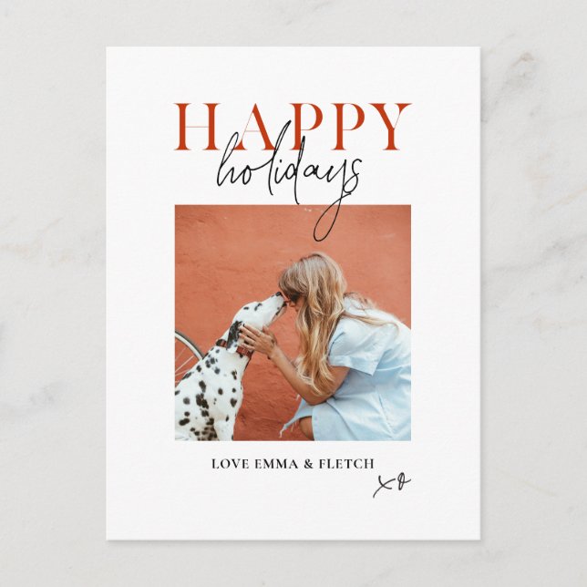 Modern Retro Bright Colourful Red Orange Dog Mum Holiday Postcard (Front)