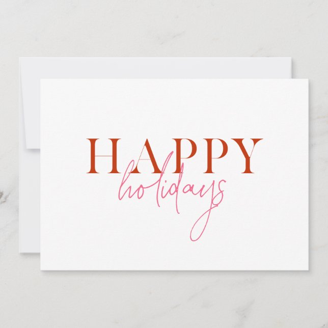 Modern Retro Bright Colourful Red Pink Script Dog Holiday Card (Front)