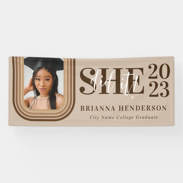 Modern Retro Brown and Neutral Graduation  Banner (Horizontal)