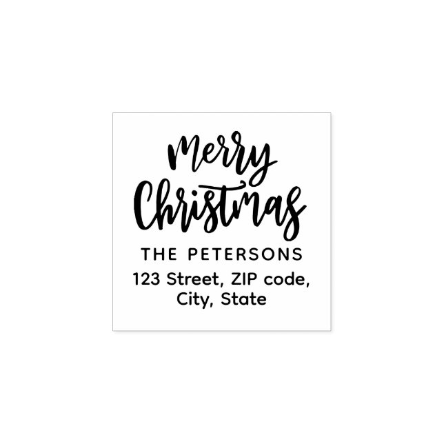 Modern Retro Calligraphy Merry Christmas Rubber Stamp (Imprint)