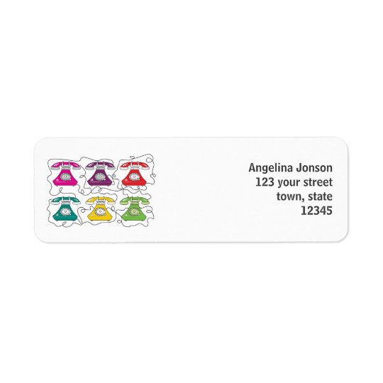 Modern Retro Cartoon Telephones Funny Cute Trendy Return Address Label