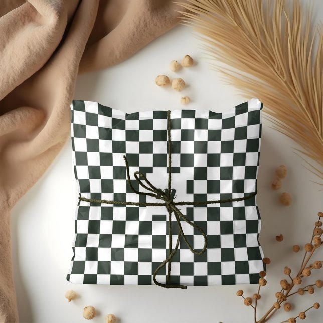 Modern Retro Chequered Pattern Custom Monogram Tissue Paper (Modern Retro Chequered Pattern Custom Monogram Tissue Paper)