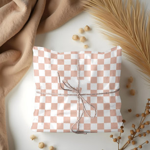 Modern Retro Chequered Pattern Custom Monogram Tissue Paper