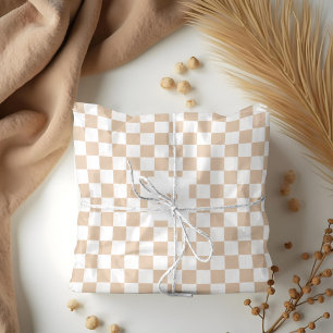 Modern Retro Chequered Pattern Custom Monogram Tissue Paper