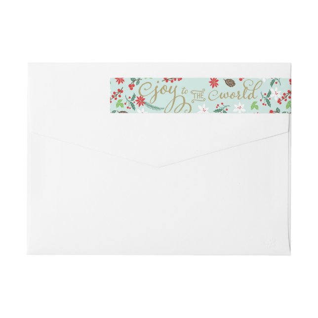 Modern Retro Chic Joy To The World Holidays Custom Wrap Around Label (Back)