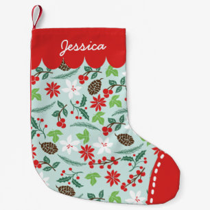 Modern Retro Chic Pattern Holidays Personalised Small Christmas Stocking