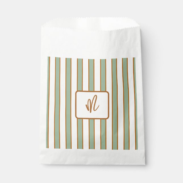 Modern Retro Chilli Lime Stripe Favour Bags (Front)