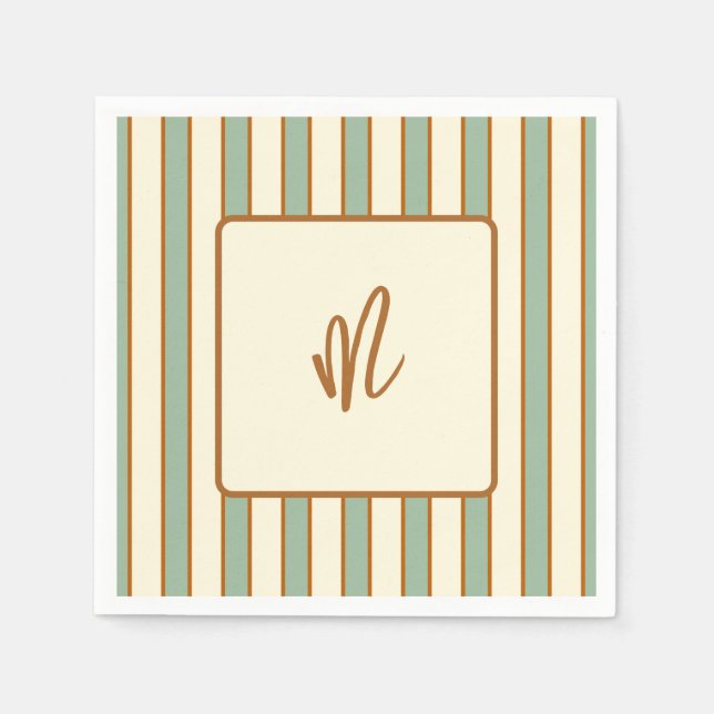 Modern Retro Chilli Lime Stripe Napkin (Front)