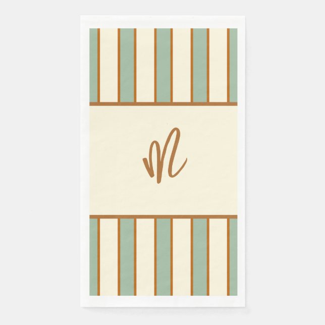 Modern Retro Chilli Lime Stripe Napkin (Front)