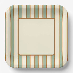 Modern Retro Chilli Lime Stripe Paper Plate