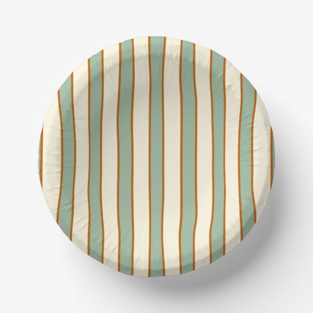 Modern Retro Chilli Lime Stripe Paper Plate (Front)