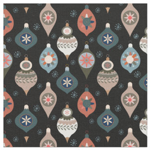 Modern Retro Christmas Ornaments Fabric