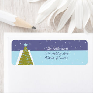 Modern Retro Christmas Tree Return Address