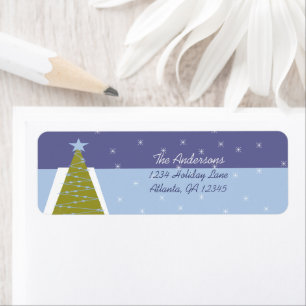 Modern Retro Christmas Tree Return Address
