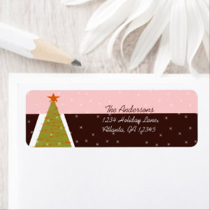 Modern Retro Christmas Tree Return Address