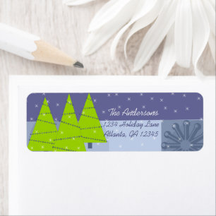 Modern Retro Christmas Tree Return Address