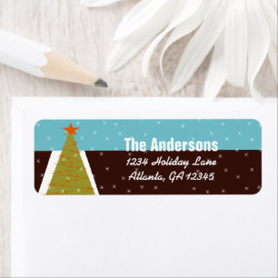Modern Retro Christmas Tree Return Address