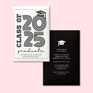 Modern Retro Class of 2025 High School Invitation