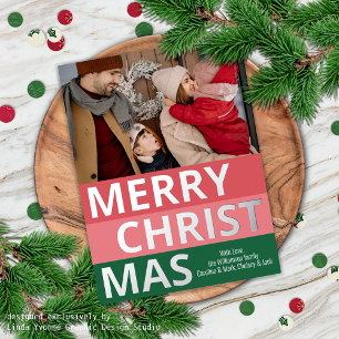 Modern Retro Classy Bold Stripe Blocks Silver Foil Holiday Postcard