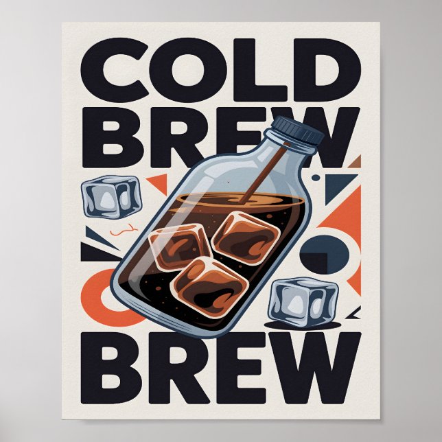 Modern Retro Cold Brew Coffee Art Print Poster (Front)