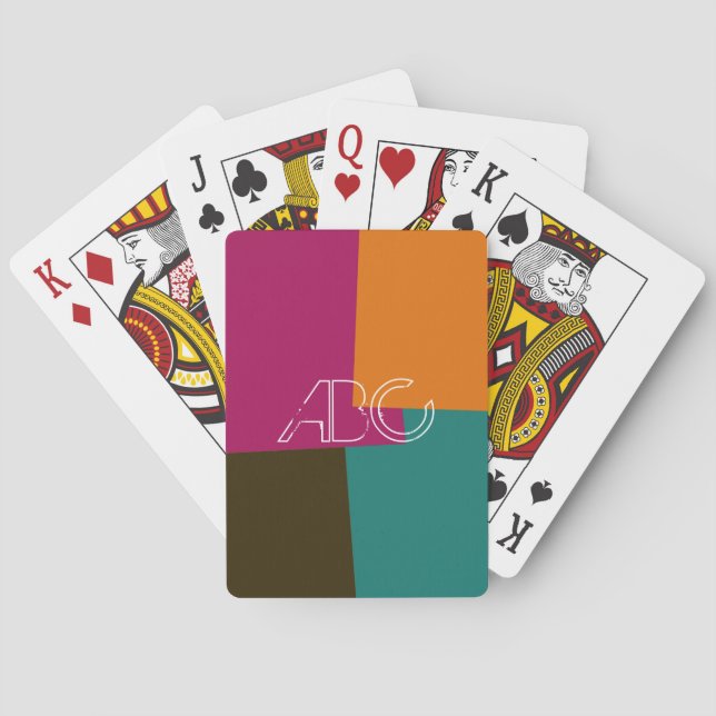 Modern Retro Color Geometric Pattern #8 Playing Cards (Back)