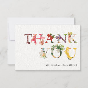Modern Retro Colorful Floral Wedding Thank You Card