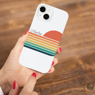Modern Retro Colorful VIntage Rainbow Stripe  Case-Mate iPhone 14 Case