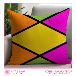Modern Retro Colour Block Argyle Pattern Cushion