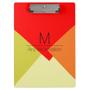 Modern Retro Colour Geometric Pattern Monogram #3 Clipboard