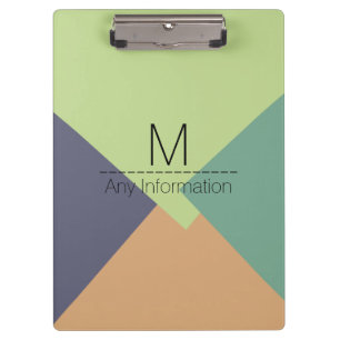 Modern Retro Colour Geometric Pattern Monogram #4 Clipboard