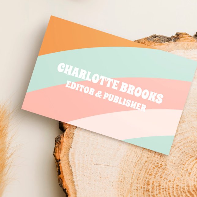 Modern Retro Colour Wave QR Code Business Card (Creator Uploaded)