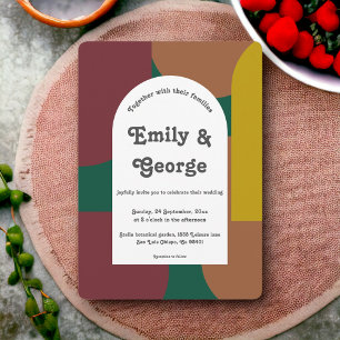 Modern Retro Colourful Artistic Abstract Wedding Invitation