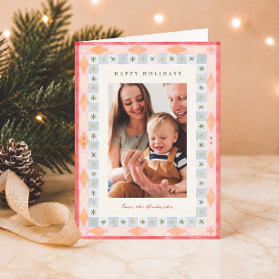 Modern Retro Colourful Christmas Photo Holiday Card