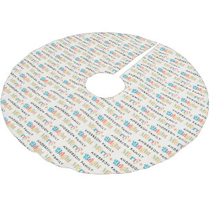 Modern Retro Colourful Merry and Bright Family Brushed Polyester Tree Skirt