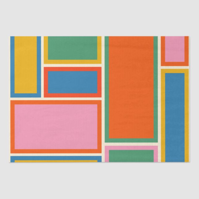 Modern Retro Colourful Minimalist Geometric Patter Tissue Paper (Front)