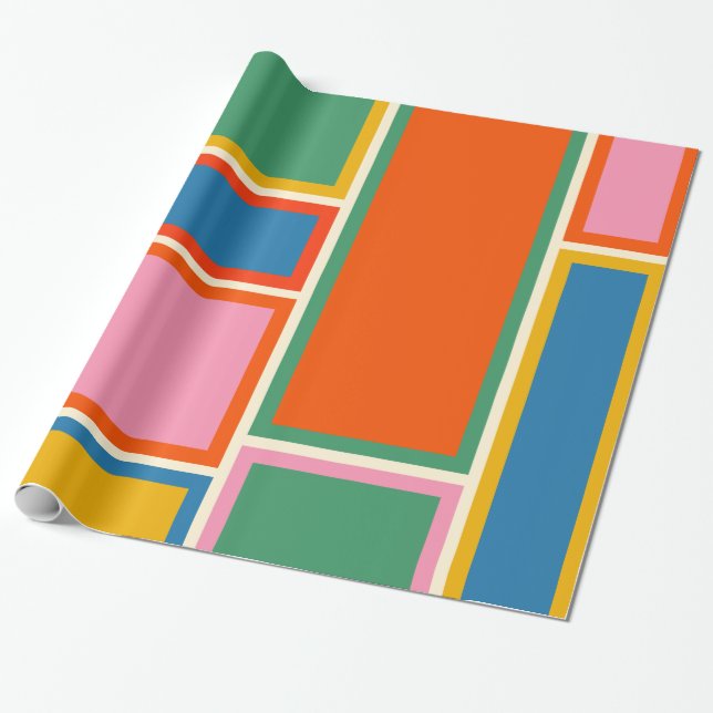 Modern Retro Colourful Minimalist Geometric Patter Wrapping Paper (Unrolled)