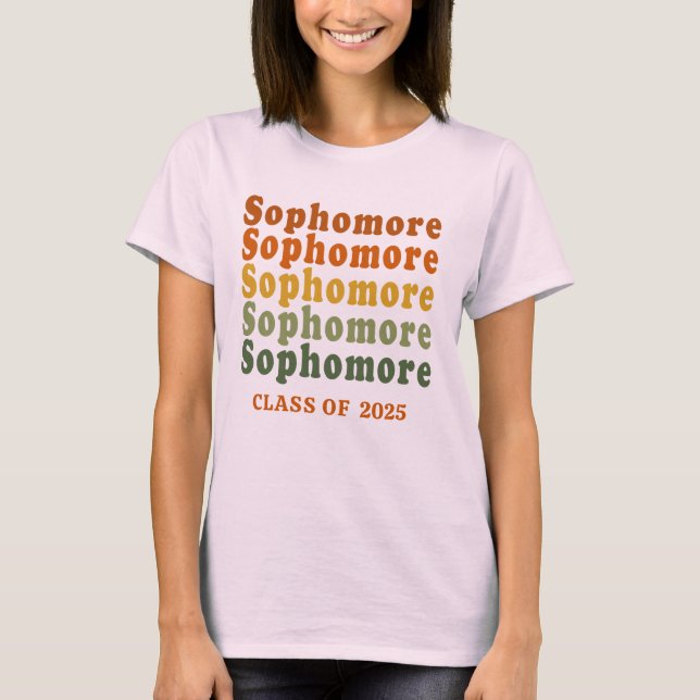 Modern Retro Colourful Sophomore Class T-Shirt (Front)