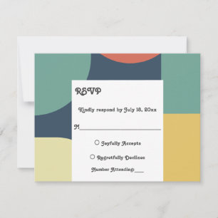 Modern Retro Colourful Stylish Abstract Art Weddin RSVP Card