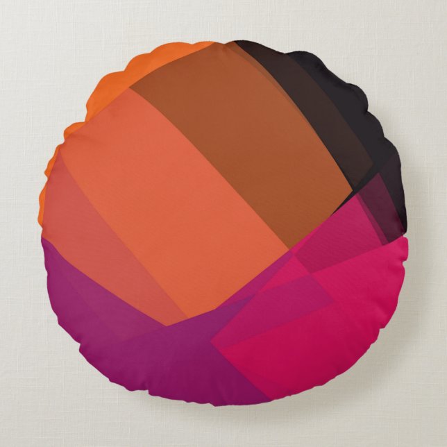 Modern Retro Colours Geometric #22 Round Cushion (Front)