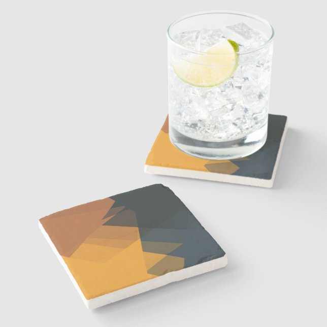Modern Retro Colours Geometric #29 Stone Coaster (Side)