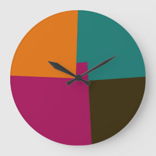 Modern Retro Colours Geometric #8 Large Clock