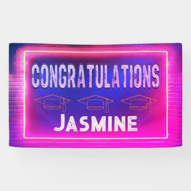 Modern Retro Congratulations Graduation Banner (Horizontal)