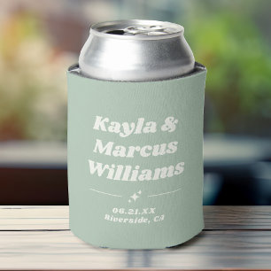 Modern Retro Cool Fun Wedding Names Party Favour Can Cooler